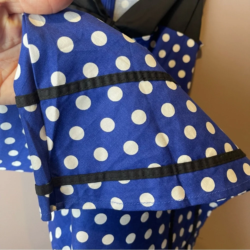 Killreal Blue White Polka Dot Swing Dress - Small - Picture 9 of 13